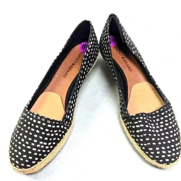 Lucky Brand Black Fabric‎ Espadrille Wedge Heels Women's 8.5 M - Picture 1 of 4